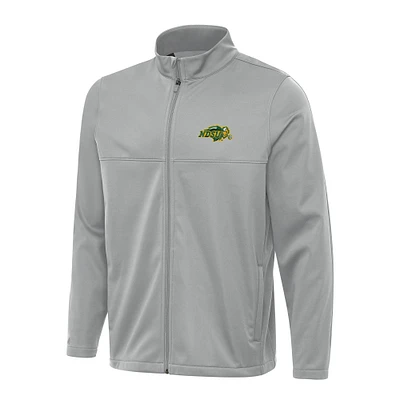 Men's Antigua Gray NDSU Bison Links 2 Full-Zip Golf Jacket