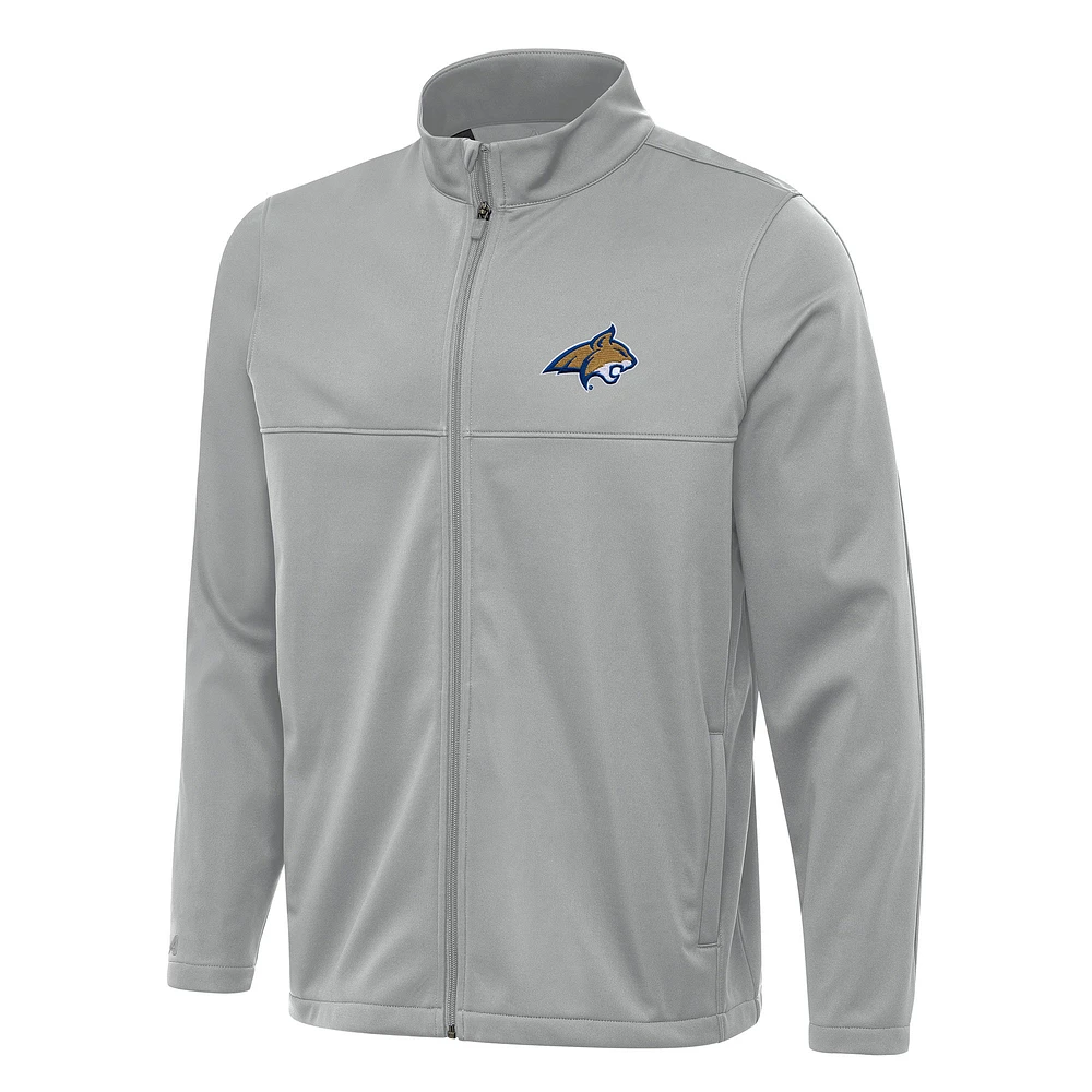Men's Antigua Gray Montana State Bobcats Links 2 Full-Zip Golf Jacket
