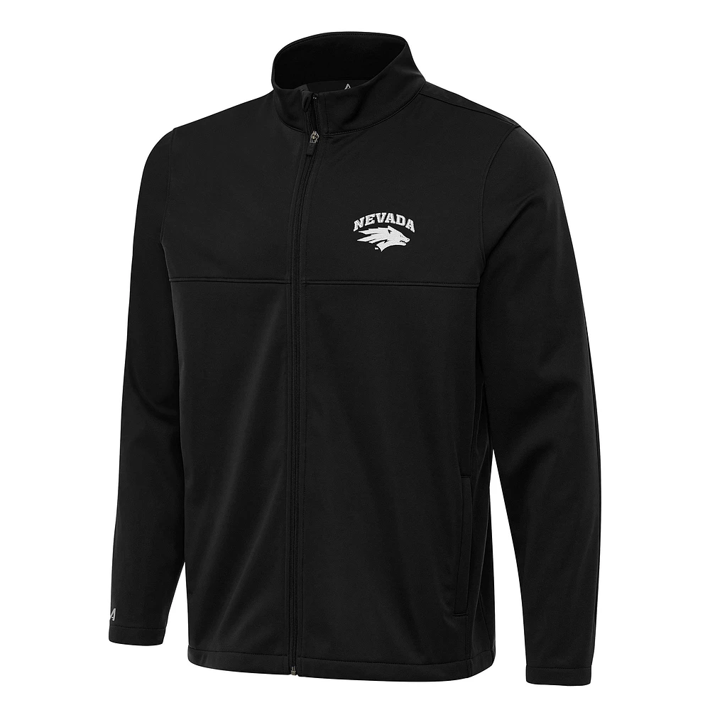 Men's Antigua Black Nevada Wolf Pack Links 2 Full-Zip Golf Jacket