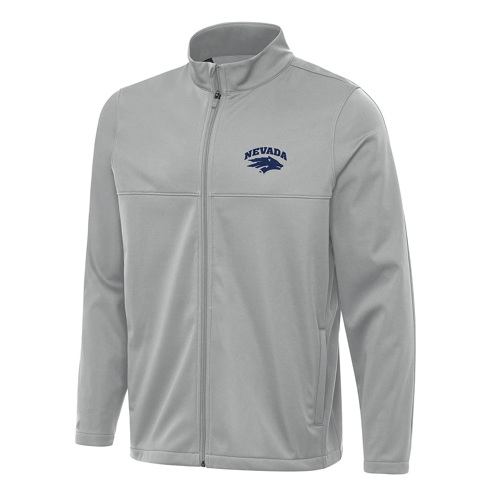 Men's Antigua Gray Nevada Wolf Pack Links 2 Full-Zip Golf Jacket