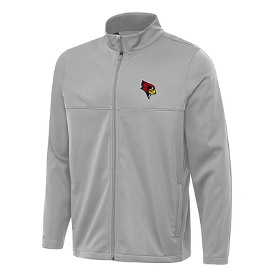 Men's Antigua Gray Illinois State Redbirds Links 2 Full-Zip Golf Jacket
