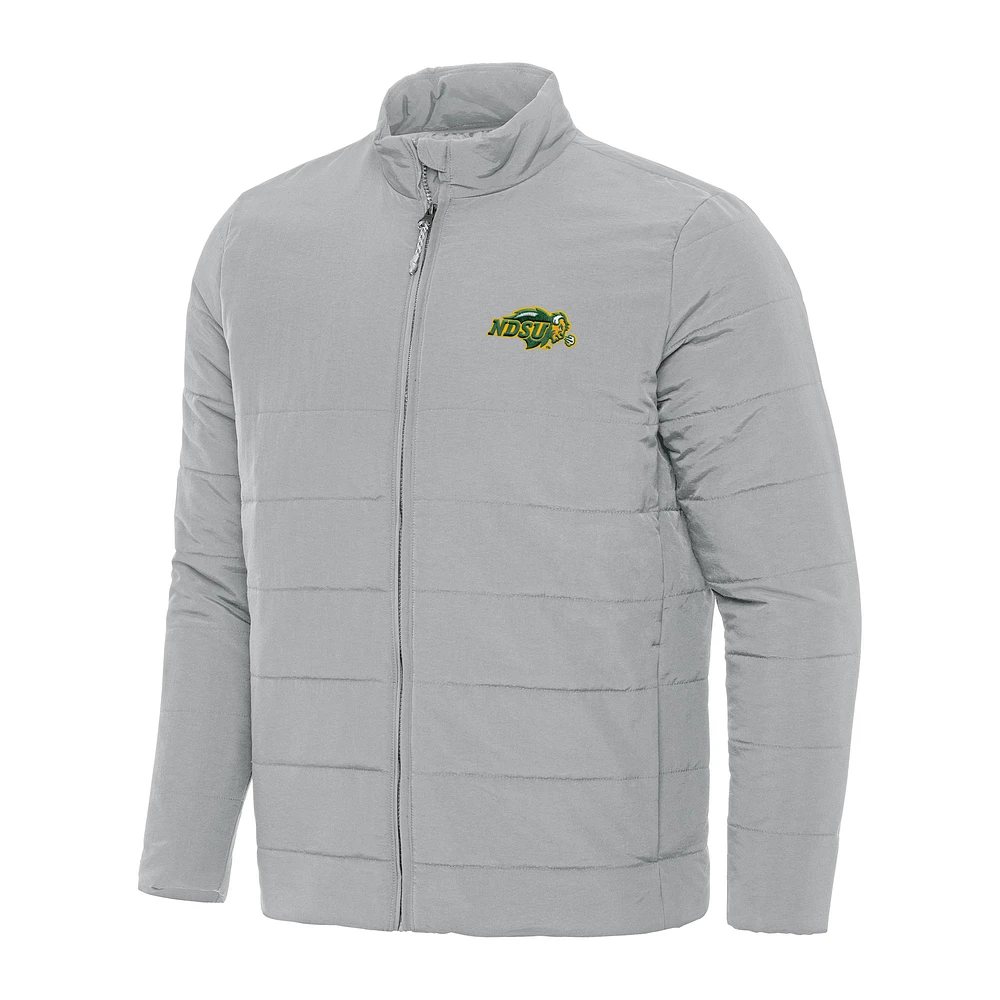 Men's Antigua Gray NDSU Bison Swelter Full-Zip Puffer Jacket