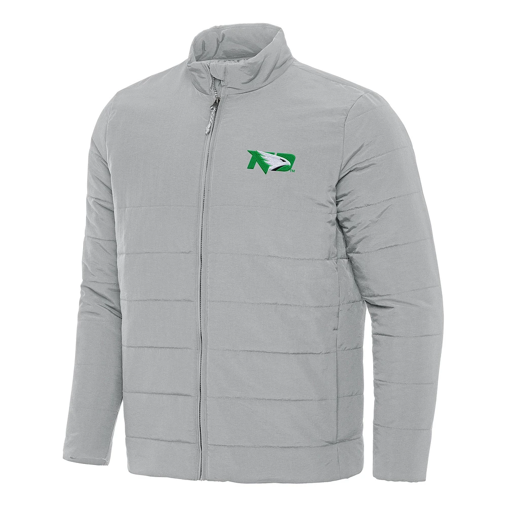 Men's Antigua Gray North Dakota Swelter Full-Zip Puffer Jacket