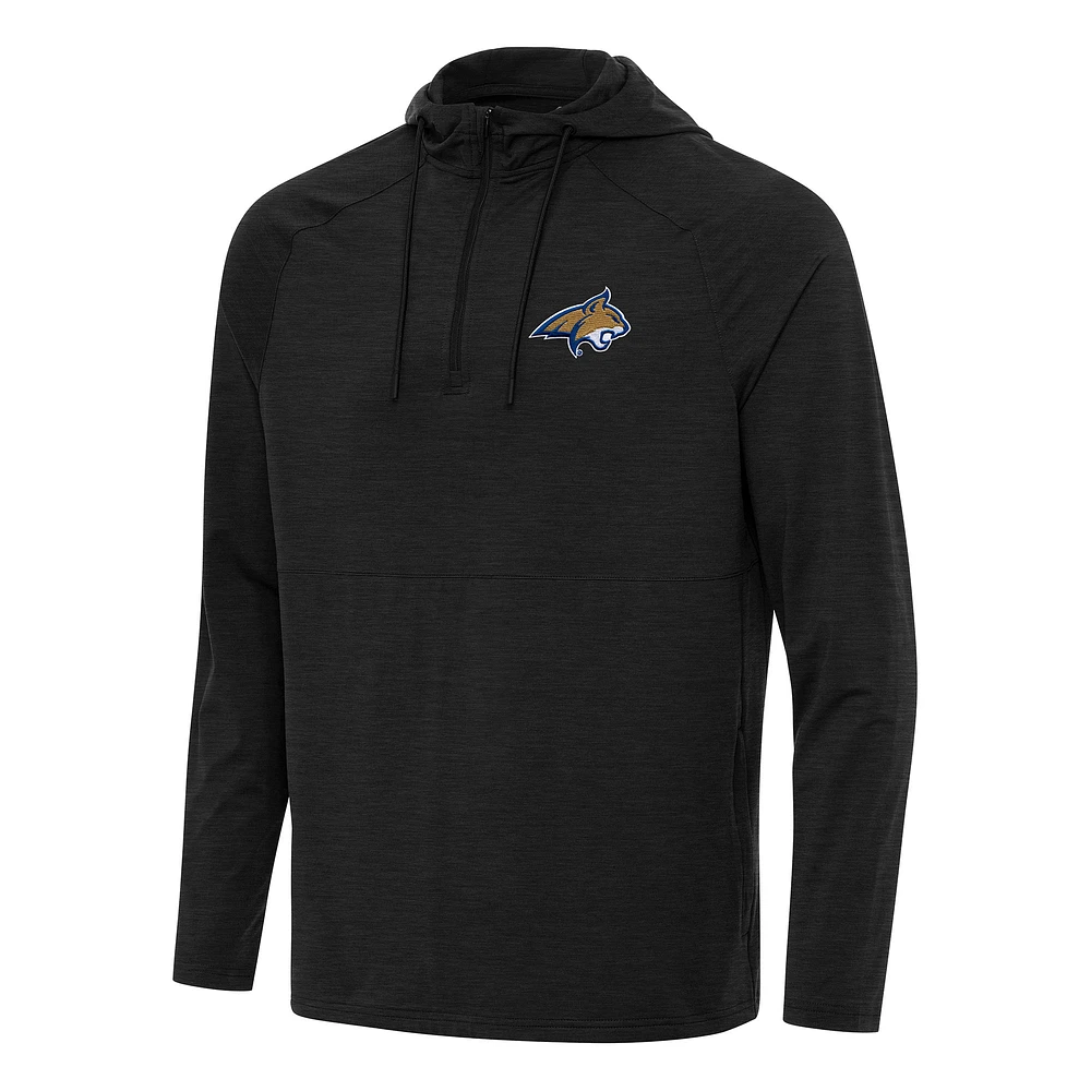 Men's Antigua Heather Montana State Bobcats Spikes Raglan Quarter-Zip Hoodie