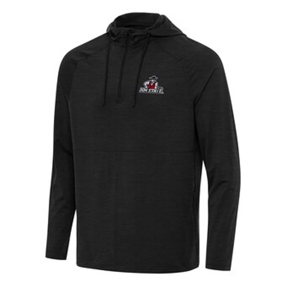 Men's Antigua Heather Black New Mexico State Aggies Spikes Raglan Quarter-Zip Hoodie