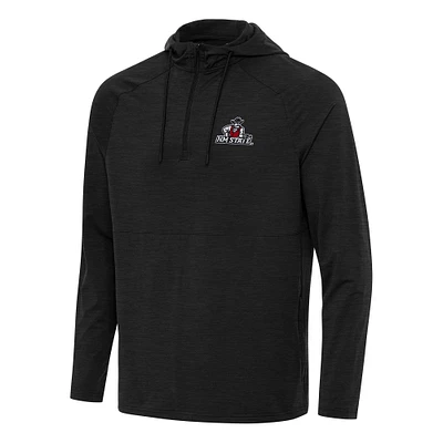 Men's Antigua Heather Black New Mexico State Aggies Spikes Raglan Quarter-Zip Hoodie