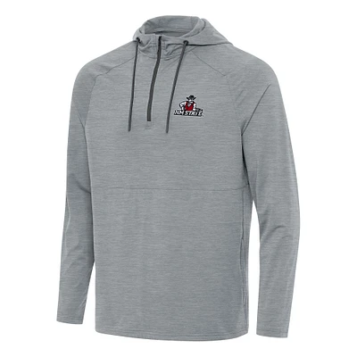 Men's Antigua Heather Gray New Mexico State Aggies Spikes Raglan Quarter-Zip Hoodie