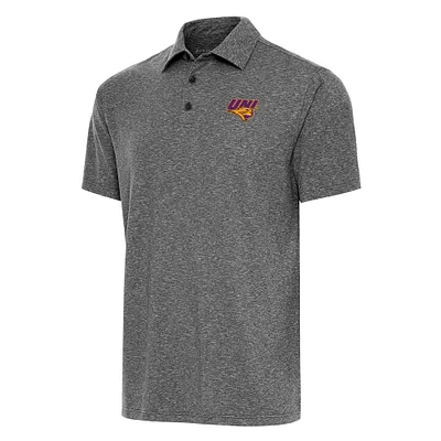 Men's Antigua Heather Black Northern Iowa Panthers Big & Tall Par 3 Polo