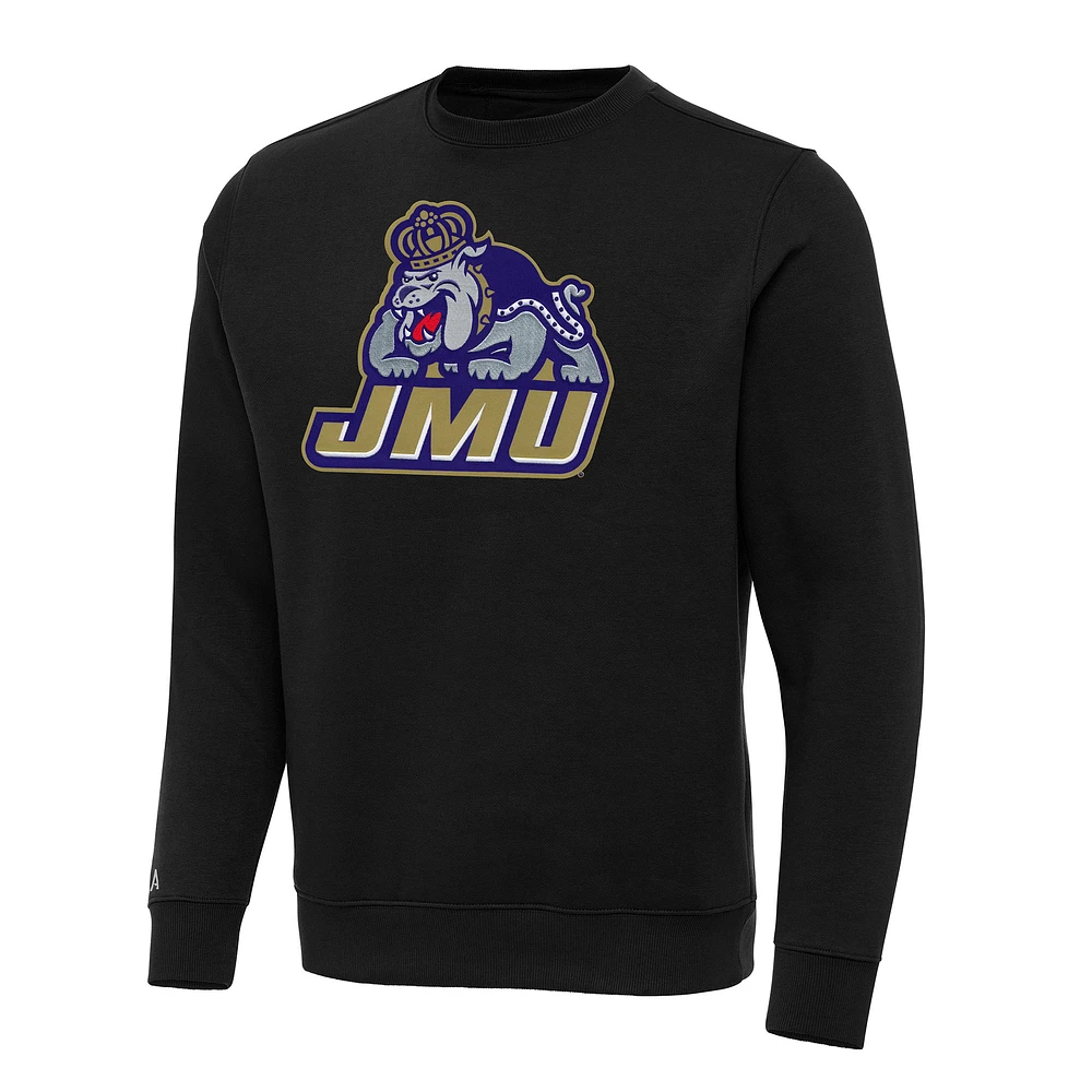 Men's Antigua Black James Madison Dukes Big & Tall Victory Pullover Sweatshirt