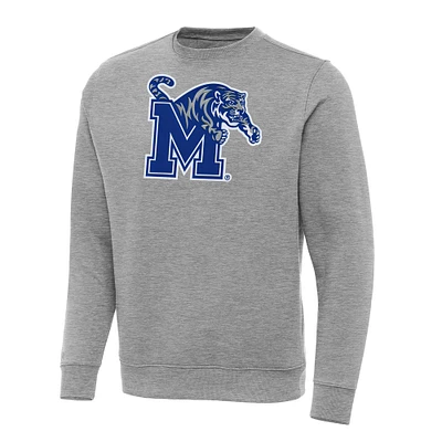Men's Antigua Heather Gray Memphis Tigers Big & Tall Victory Pullover Sweatshirt