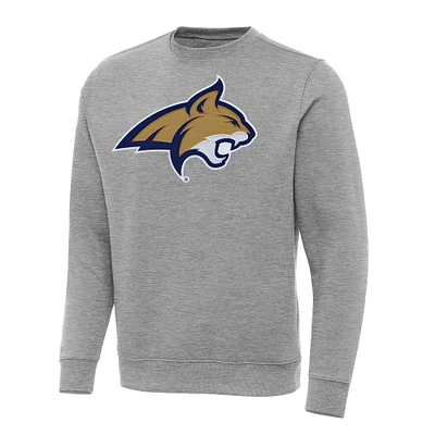 Men's Antigua Heather Gray Montana State Bobcats Big & Tall Victory Pullover Sweatshirt