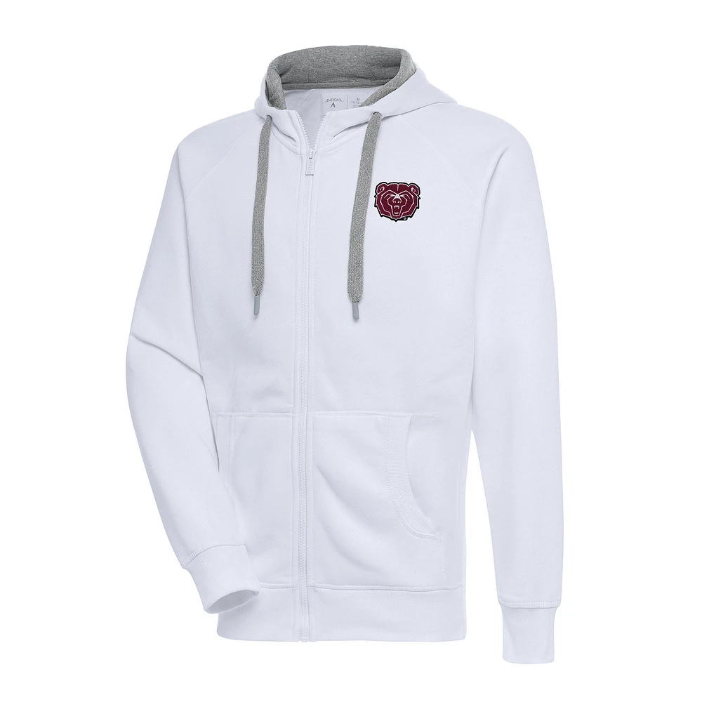Men's Antigua White Missouri State University Bears Big & Tall Victory Full-Zip Hoodie Jacket