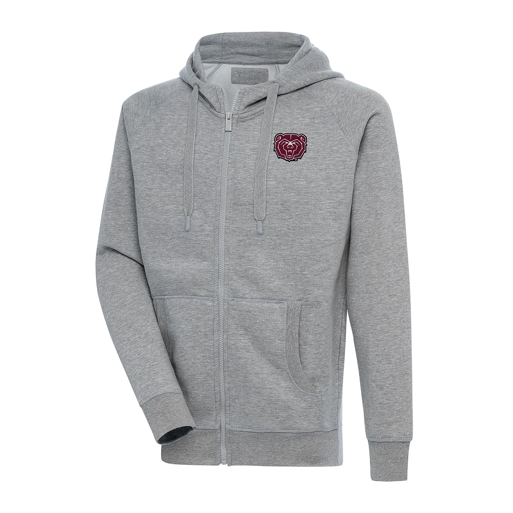 Men's Antigua Heather Gray Missouri State University Bears Big & Tall Victory Full-Zip Hoodie Jacket