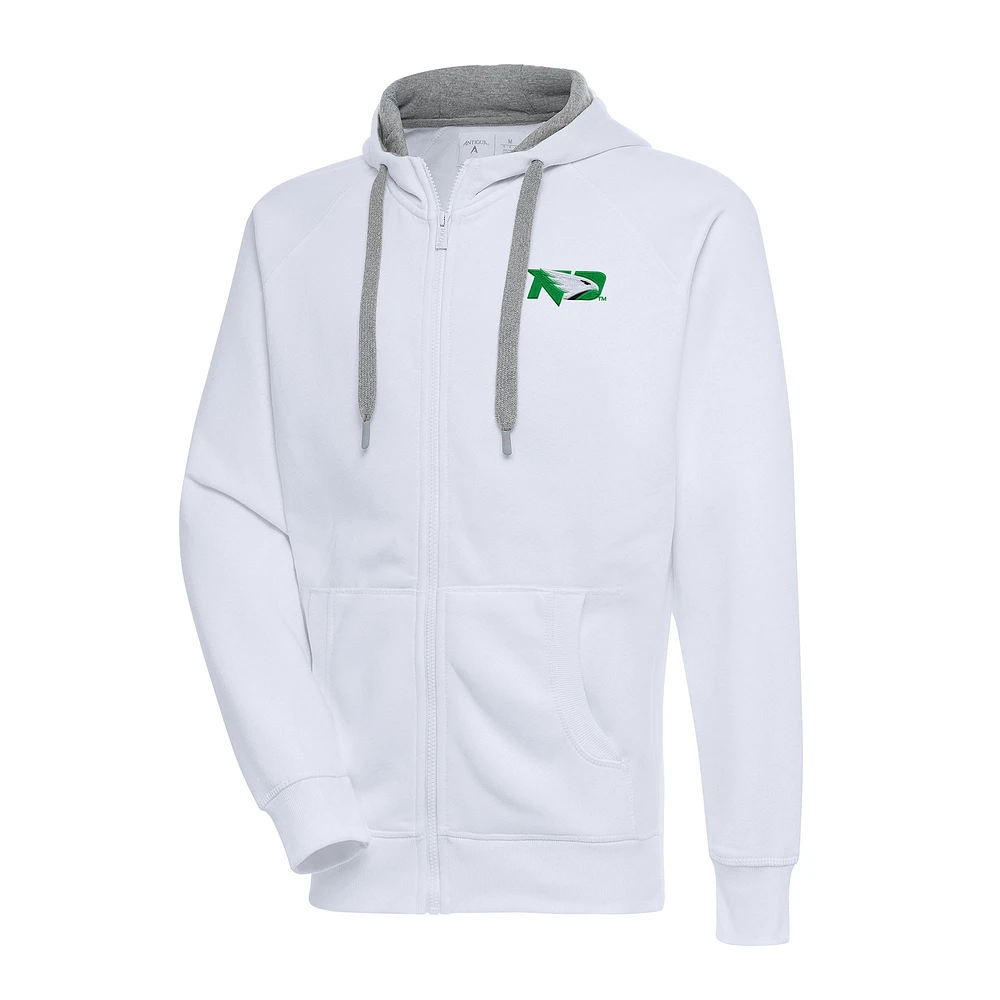 Men's Antigua White North Dakota Big & Tall Victory Full-Zip Hoodie Jacket