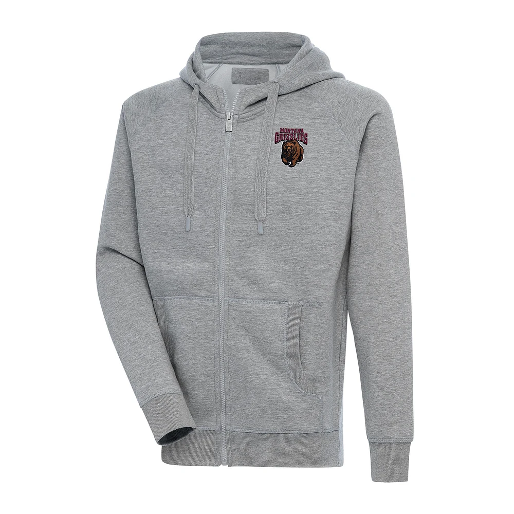 Men's Antigua Heather Gray Montana Grizzlies Big & Tall Victory Full-Zip Hoodie Jacket