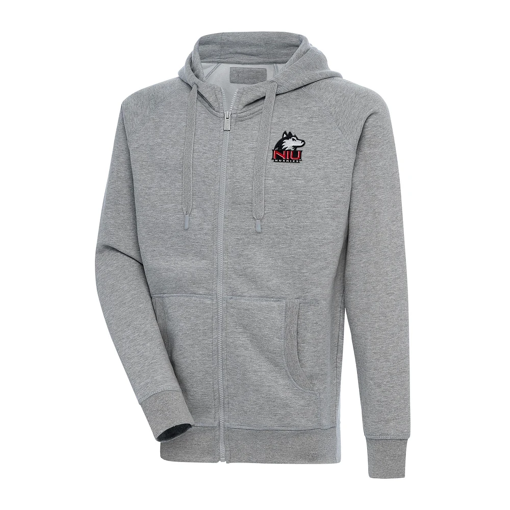 Men's Antigua Heather Gray Northern Illinois Huskies Big & Tall Victory Full-Zip Hoodie Jacket