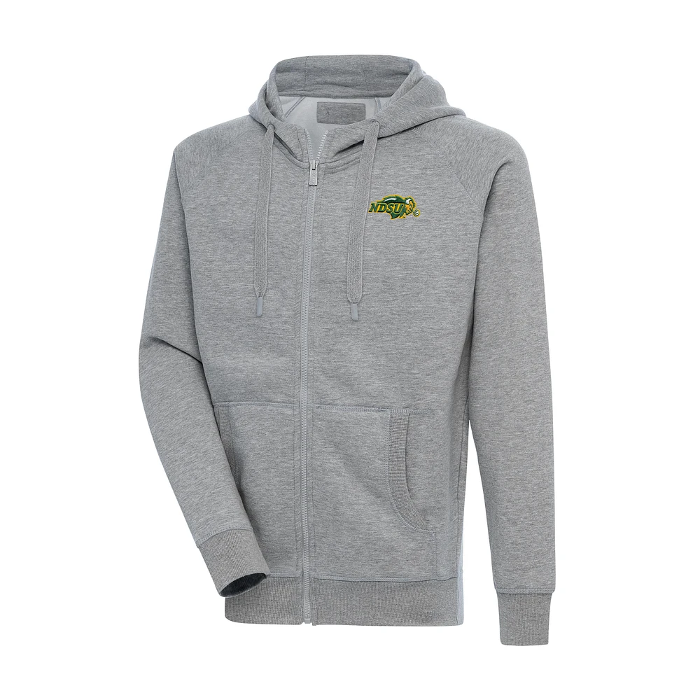 Men's Antigua Heather Gray NDSU Bison Big & Tall Victory Full-Zip Hoodie Jacket