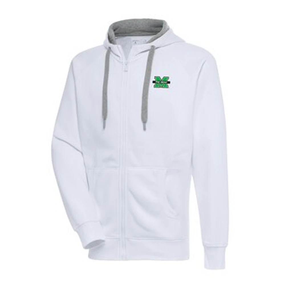 Men's Antigua White Marshall Thundering Herd Big & Tall Victory Full-Zip Hoodie Jacket