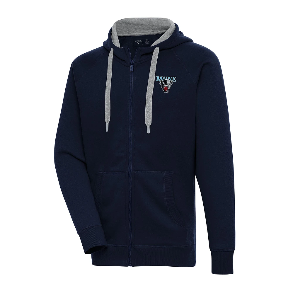 Men's Antigua Navy Maine Black Bears Big & Tall Victory Full-Zip Hoodie Jacket