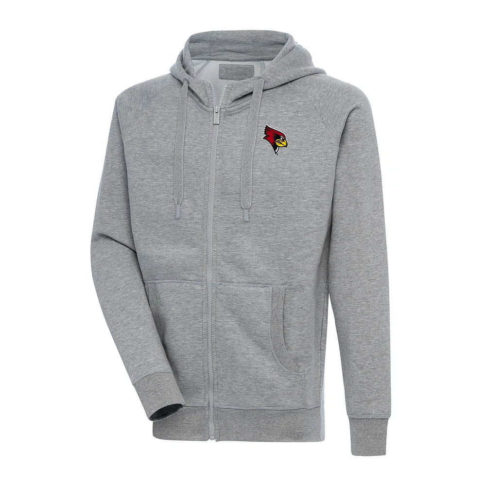 Men's Antigua Heather Gray Illinois State Redbirds Big & Tall Victory Full-Zip Hoodie Jacket
