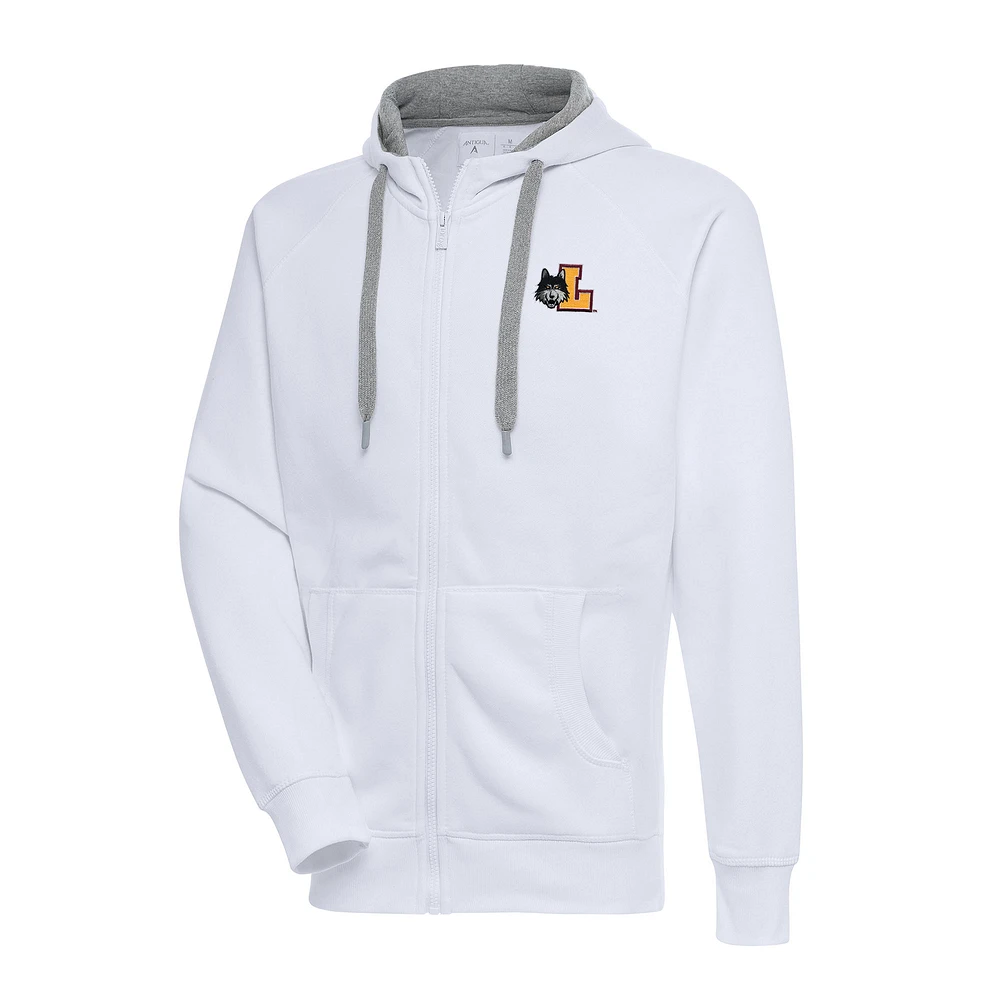 Men's Antigua White Loyola Chicago Ramblers Big & Tall Victory Full-Zip Hoodie Jacket