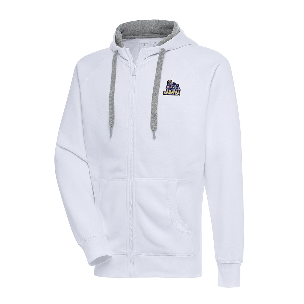 Men's Antigua White James Madison Dukes Big & Tall Victory Full-Zip Hoodie Jacket