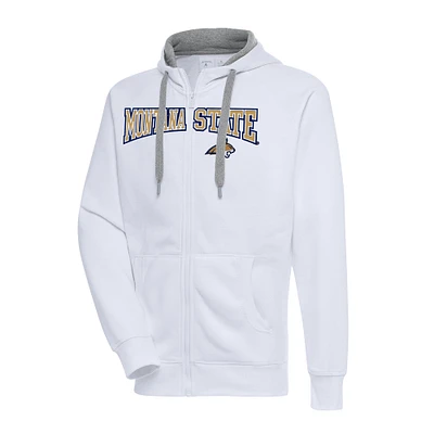 Men's Antigua White Montana State Bobcats Big & Tall Victory Raglan Full-Zip Hoodie Jacket