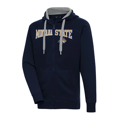 Men's Antigua Navy Montana State Bobcats Big & Tall Victory Raglan Full-Zip Hoodie Jacket