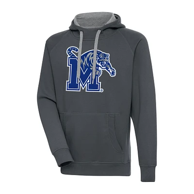 Men's Antigua Charcoal Memphis Tigers Big & Tall Victory Pullover Hoodie