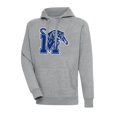 Men's Antigua Heather Gray Memphis Tigers Big & Tall Victory Pullover Hoodie