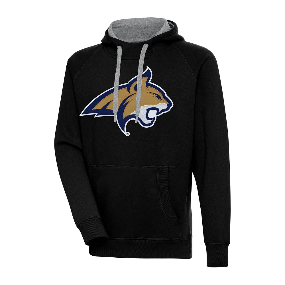 Men's Antigua Black Montana State Bobcats Big & Tall Victory Pullover Hoodie