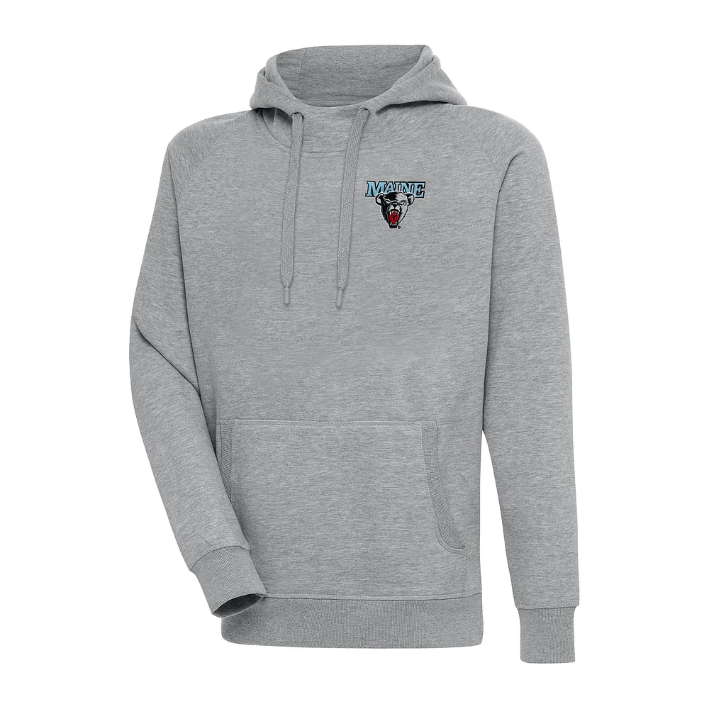 Men's Antigua Heather Gray Maine Black Bears Big & Tall Victory Raglan Pullover Hoodie