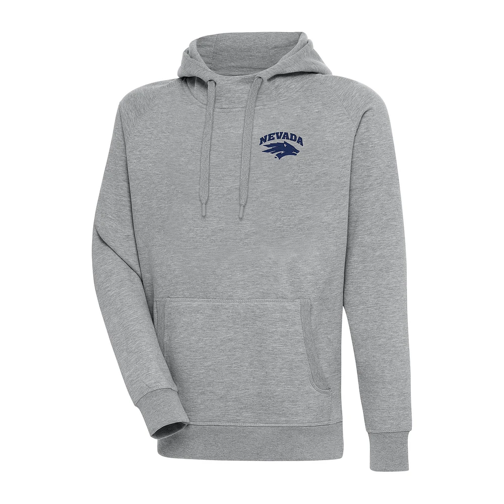 Men's Antigua Heather Gray Nevada Wolf Pack Big & Tall Victory Raglan Pullover Hoodie