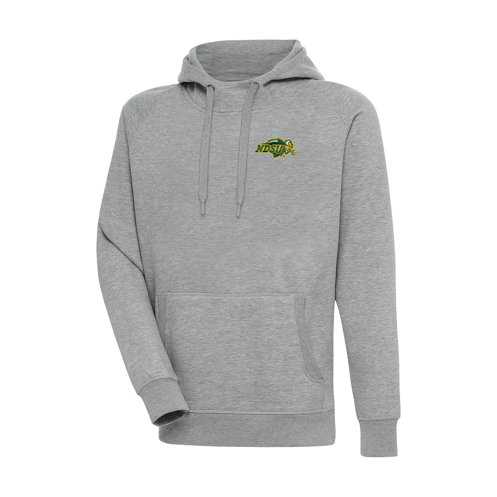 Men's Antigua Heather Gray NDSU Bison Big & Tall Victory Raglan Pullover Hoodie