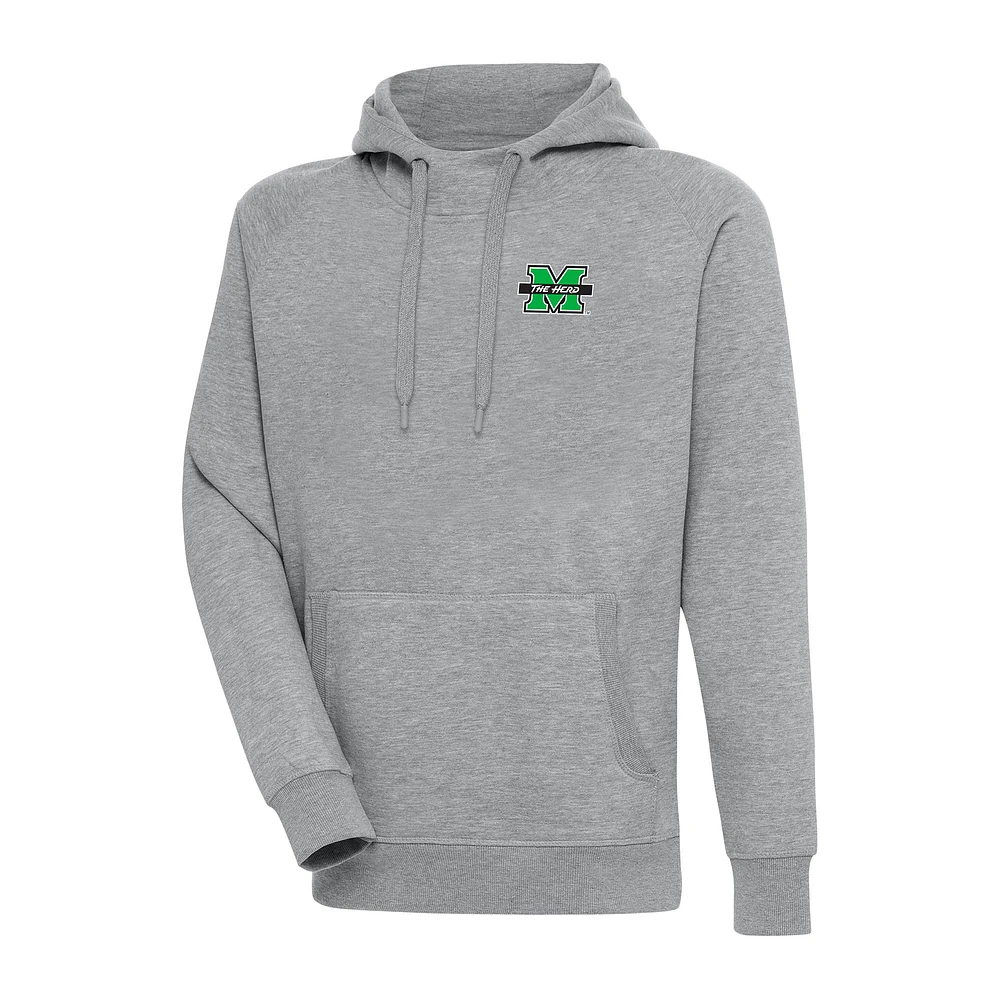 Men's Antigua Heather Gray Marshall Thundering Herd Big & Tall Victory Raglan Pullover Hoodie