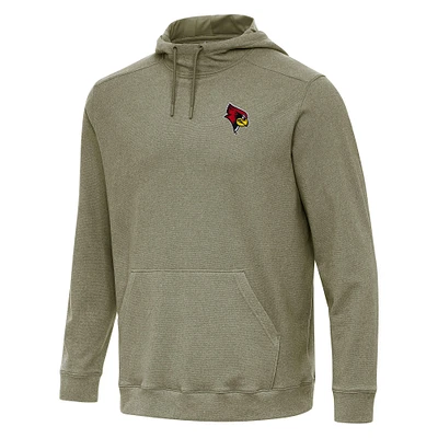 Men's Antigua Heather Olive Illinois State Redbirds Cloud Pullover Hoodie