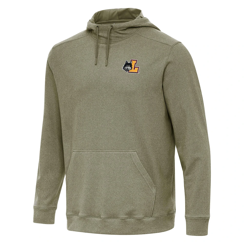 Men's Antigua Heather Olive Loyola Chicago Ramblers Cloud Pullover Hoodie