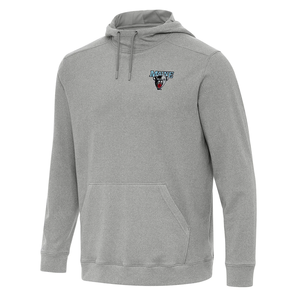 Men's Antigua Heather Gray Maine Black Bears Cloud Pullover Hoodie