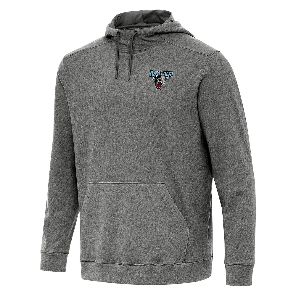 Men's Antigua Heather Charcoal Maine Black Bears Cloud Pullover Hoodie