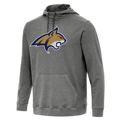 Men's Antigua Heather Charcoal Montana State Bobcats Cloud Pullover Hoodie