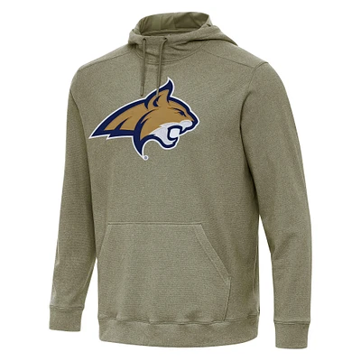 Men's Antigua Heather Olive Montana State Bobcats Cloud Pullover Hoodie
