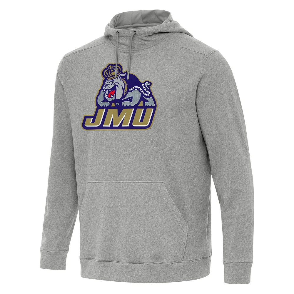 Men's Antigua Heather James Madison Dukes Cloud Pullover Hoodie