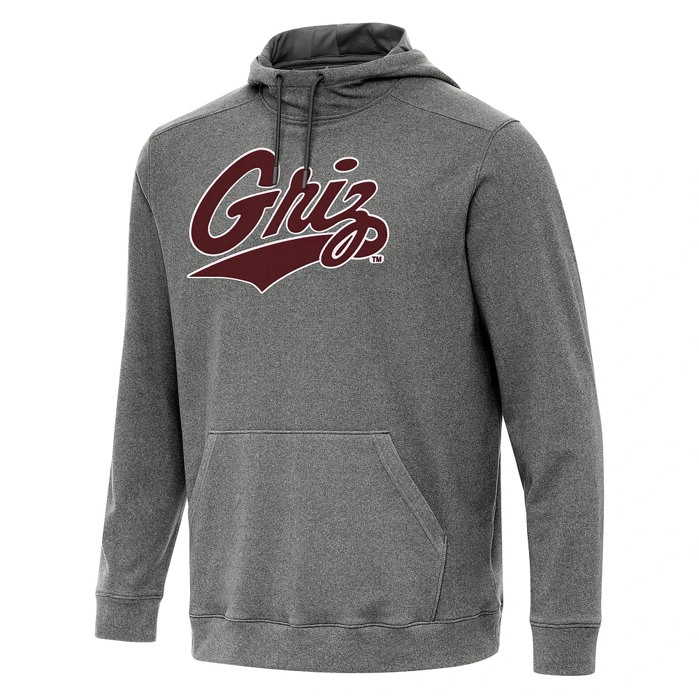 Men's Antigua Heather Charcoal Montana Grizzlies Cloud Pullover Hoodie