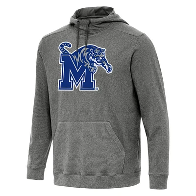 Men's Antigua Heather Charcoal Memphis Tigers Cloud Pullover Hoodie