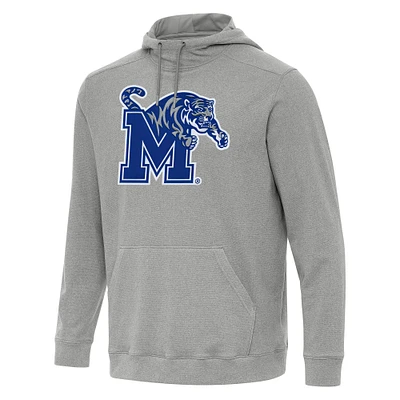 Men's Antigua Heather Gray Memphis Tigers Cloud Pullover Hoodie