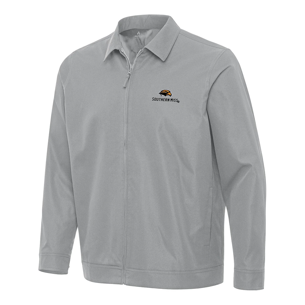 Men's Antigua Gray Southern Miss Golden Eagles Pivot Full-Zip Jacket