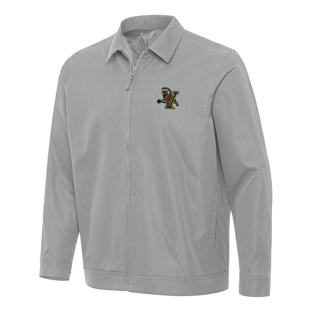 Men's Antigua Gray Vermont Catamounts Pivot Full-Zip Jacket