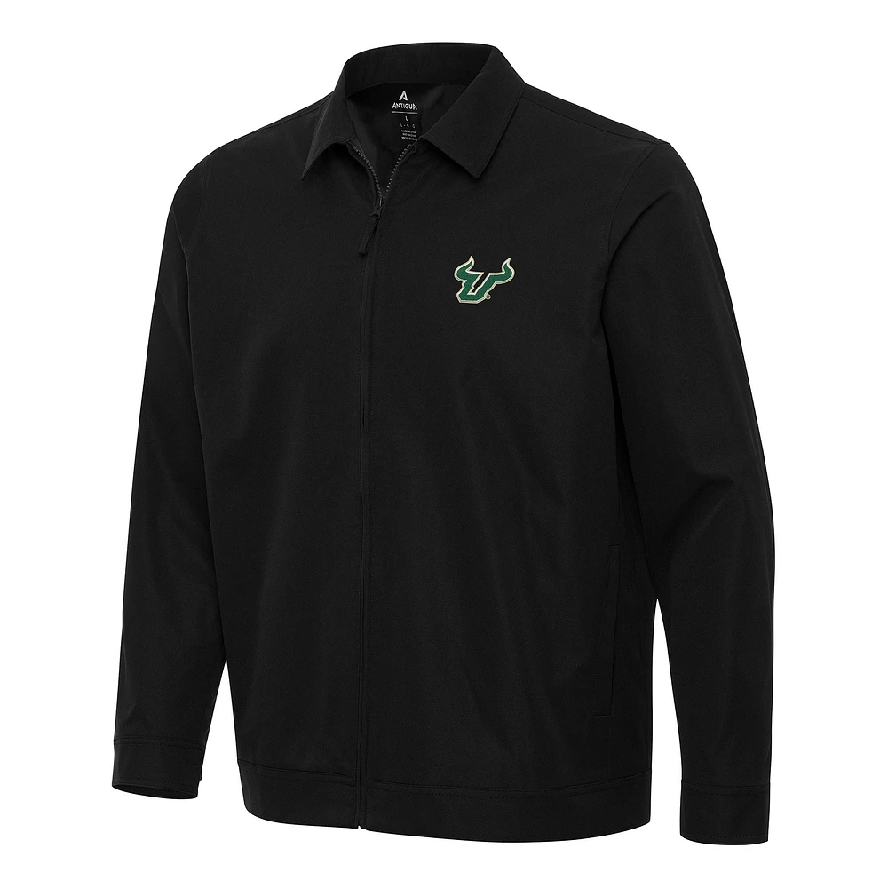 Men's Antigua Black South Florida Bulls Pivot Full-Zip Jacket