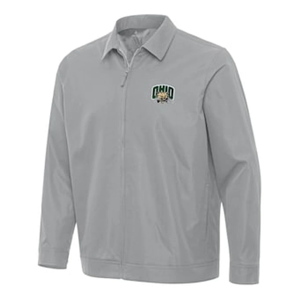 Men's Antigua Gray Ohio Bobcats Pivot Full-Zip Jacket