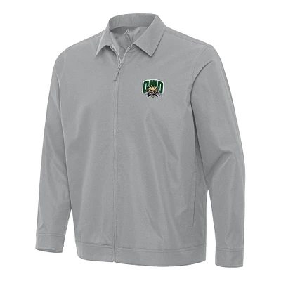 Men's Antigua Gray Ohio Bobcats Pivot Full-Zip Jacket